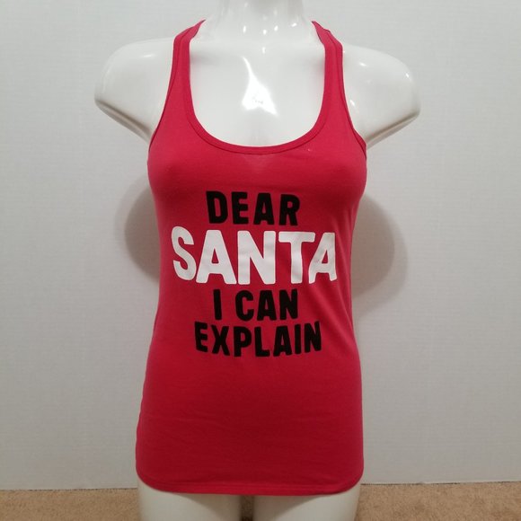 Victoria's Secret top Small Dear Santa I Can Explain XMas graphic slogan tank - Picture 1 of 9